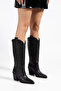 Women's Cowboy Boots Pointed Toe Thick Heel Simple Western Boots - 2