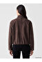 Two Mt Shop Quality Lcw Studio Brown Suede Look Plain Oversize Women's Jacket - 5