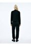 Regular Fit Elastic Leg Basic Black Tracksuit - 2