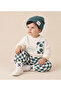 Panda Printed Sweatshirt, Checkered Pants, Printed Socks and Beanie 4-Piece Baby Boy Set