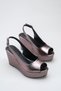 Platinum Metallic Platform Wedge Heel Open Toe Evening Dress Shoes with Back Strap