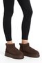 Women's Brown Suede Fur Lined Mini Boots Thick Platform Sole Winter - 4