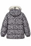Women's Leopard Patterned Faux Fur Hooded Zippered Inflatable Coat - 2