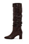 Women's Brown Thick Heeled Leather Boots Wf160011Dv - 3