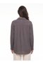 Smoked Cotton Blend Wrinkled Textured Off-Shoulder Oversized Buttoned Basic Shirt - 3