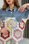 White Denim Quilted Fabric Shirt Collar Long Sleeve Buttoned Patterned Form Denim Jacket - 4