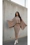 Women's High-Necked Dress with Shawl, Bat Model Long Knitwear Dress