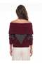 Burgundy Anthracite Acrylic Blended Madonna Collar Diamond Patterned Standard Form Knitwear Sweater - 2
