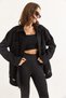 Black Cotton Shirt Collar Long Sleeve Pocket Detailed Front Buttoned Denim Jeans Jacket - 3