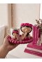 Handmade Pink Flower Girl Themed Porcelain Cup and Presentation Plate Set