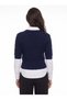 Navy Blue Acrylic Textured Crew Neck Half Sleeve Hair Knit Detailed Shirt-Looking Knitwear Sweater - 2