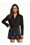 Black Cotton Classic Shirt with Collar, Modern Cut, Padded Pocket Detail, Asymmetrical Cuffs, Poplin Shirt - 2