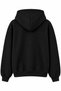 Black Cotton Blend Hooded Collar Oversize Drop Shoulder Kangaroo Pocket Printed Sweatshirt - 2