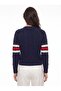 Navy Blue Acrylic Textured V-Neck Standard Fit Patterned Long Sleeve Knitted Sweater - 2