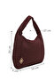 Women's Burgundy Braided Suede Shoulder Bag Wb320006So - 5