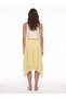 Yellow Cotton Muslin Crinkle Waist Elastic Lined Asymmetrical Cut Comfortable Fit Skirt - 3