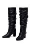 Women's Black Thick Heeled Leather Boots Wf160011Dv - 5