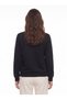 Black Cotton Crew Neck Long Sleeve Ribbed Detailed Leopard Print Sweatshirt - 3