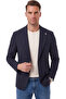 Men's Slim Fit Lycra Navy Blue Blazer Jacket – Seersucker Textured Flexible Double-Breasted Sports Jacket 2600813 - 3