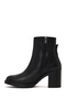 Women's Black Zippered Thick Heeled Leather Boots Wf190059Dv - 3