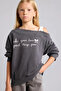 Off-The-Shoulder Bow and Printed Sweatshirt for Girls I7427A826Au