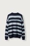 Men's Relax Fit Multi-Color Block Striped Knitwear Sweater Navy Blue - 2