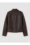 Quality Parts Biker Roba Collar Women's Leather Look Jacket from Çelebi Store - 8