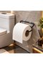 No-Drill Adhesive Matte Black Metal Toilet Paper Holder - Minimalist Bathroom Tissue Holder Hanger - 2