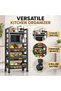 5-Tier Kitchen Storage Rack with Wheels, Microwave Stand with 2 Shelves & 3 Removable Wire Baskets - 6