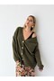 Doris Oversize V-Neck Buttoned Knitwear Cardigan Women's Khaki - 2