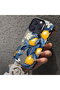 Samsung Galaxy S24 Plus Compatible Yellow Lemon Blue Leaf White Small Flower Shock Absorbing Protection - 5