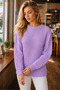 Women's Round Neck Long Sleeve Thessaloniki Sleeve Hair Braided Twisted Stylish Elegant Casual Lilac Knitwear Sweater - 2