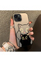 iPhone 15 Compatible Simple Striped Cute Black Cat Impact Wear-Resistant Art Print