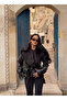 Black Fur Collar Leather Coat