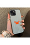 iPhone 14 Plus/15 Plus Compatible Simple Striped Cartoon Little Red Crab Impact-Resistant Drawing