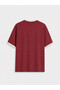 Peak New Season Burgundy Crew Neck Printed Combed Cotton Men's T-Shirt - 2