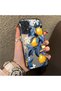 Samsung Galaxy A72 Compatible Yellow Lemon Blue Leaf White Small Flower Shock Absorbing Protection