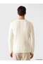 Peak New Season Ecru Crew Neck Patterned Men's Knitwear Sweater - 3