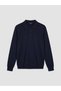 Ozmarka New Season Navy Blue Polo Collar Men's Knitwear Sweater - 5