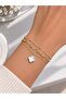 Women's Gold Color 3-Piece Clover Model Bracelet Chain Set