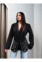 Stone Embellished Belted Blazer Jacket