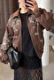 Imported Stone Embroidered Premium Coat - Brown - 2