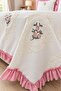 Ruffle Gardenlove Embroidered Chenille 3 Piece Double Bedspread Powder - 2