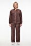 Women's Brown Winter Tracksuit Set with Adjustable Waist, Front Zipper, Stone Detail, and Accessories