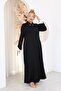Plus Size Dress with Stone Collar and Detailed Sleeves - 6