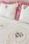Ruffle Gardenlove Embroidered Chenille 3 Piece Double Bedspread Powder - 3