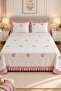 Ruffle Gardenlove Embroidered Chenille 3 Piece Double Bedspread Powder