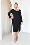 Plus Size Evening Dress with Brooch Detail on the Shoulder - 4