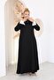 Plus Size Dress with Stone Collar and Detailed Sleeves - 7