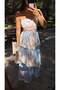 Blue Back-Tie Layered Patterned Dress - 4